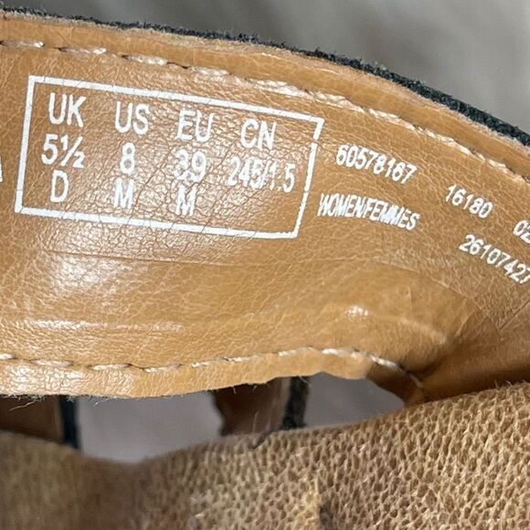 Clarks Collection Black Textured Leather Four Strap Slide Mules Sz 8 - Picture 4 of 4